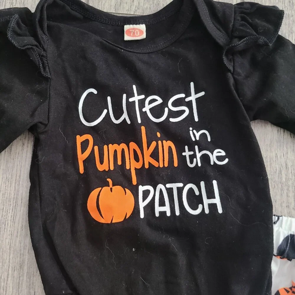 🏷 3/$15 or 5/$20 Baby Girl Pumpkin Outfit – Size 70 (Approx 6–12 Months)